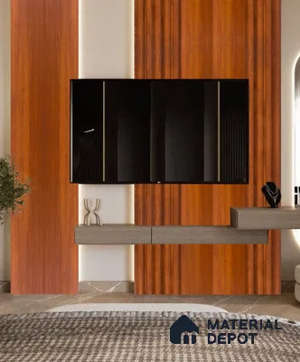 Brown Wooden Louver PN 06452 (LPR-516) Mahogany 9.5 ft x 6.3 inch WPC Panel - 15 mm | Suitable for Feature Wall, TV Unit & Living Room | | Width is Subjected to 5% Variation