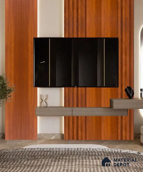 Brown Wooden Louver PN 06452 (LPR-516) Mahogany 9.5 ft x 6.3 inch WPC Panel - 15 mm | Suitable for Feature Wall, TV Unit & Living Room | | Width is Subjected to 5% Variation