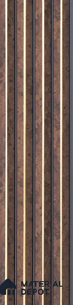 Brown Wooden Louver PN 05523 9.5 ft x 5 inch Charcoal Panel - 11 mm | Suitable for Feature Wall, TV Unit & Living Room | Width is Subjected to 5% Variation