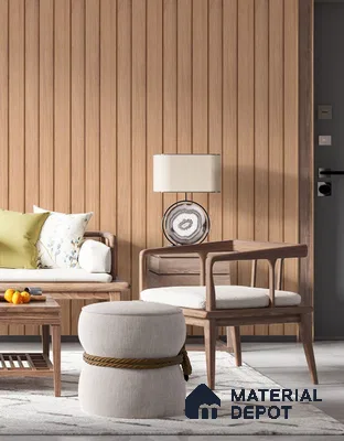 Brown Wooden Louver PN 05509 9.5 ft x 5 inch Charcoal Panel - 11 mm | Suitable for Feature Wall, TV Unit & Living Room | Width is Subjected to 5% Variation