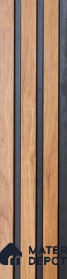 Brown Wooden Louver PN 05508 9.5 ft x 5 inch Charcoal Panel - 11 mm | Suitable for Feature Wall, TV Unit & Living Room | Width is Subjected to 5% Variation