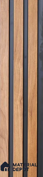 Brown Wooden Louver PN 05508 9.5 ft x 5 inch Charcoal Panel - 11 mm | Suitable for Feature Wall, TV Unit & Living Room | Width is Subjected to 5% Variation