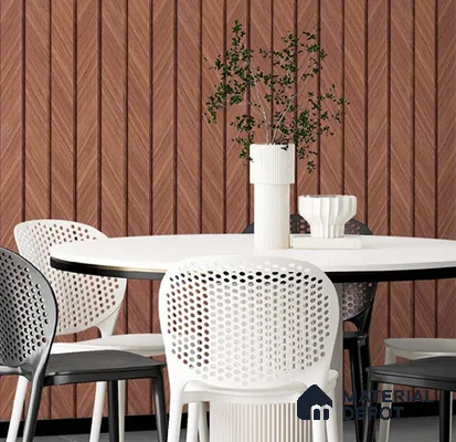 Brown Wooden Louver PN 05514 9.5 ft x 5 inch Charcoal Panel - 11 mm | Suitable for Feature Wall, TV Unit & Living Room | Width is Subjected to 5% Variation