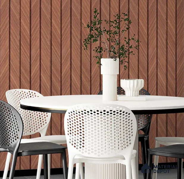Brown Wooden Louver PN 05514 9.5 ft x 5 inch Charcoal Panel - 11 mm | Suitable for Feature Wall, TV Unit & Living Room | Width is Subjected to 5% Variation