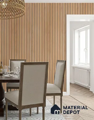 Brown Wooden Louver PN 05534 9.5 ft x 6 inch Charcoal Panel - 11 mm | Suitable for Feature Wall, TV Unit & Living Room | Width is Subjected to 5% Variation