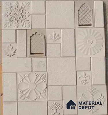 WL 00382 Cloudy Creama Natural Stone Wall Cladding | Set Contains Mix Sizes of 300x300 mm, 300x150 mm, 150x150 mm | 1 Box = 8 Sq. Ft.| Stone is a Natural Product, Please Expect Variation in Shades