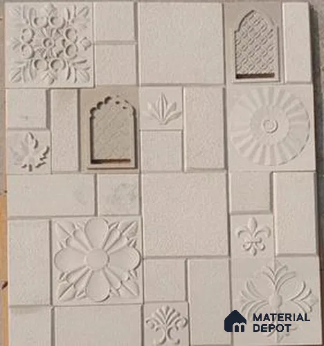WL 00382 Cloudy Creama Natural Stone Wall Cladding | Set Contains Mix Sizes of 300x300 mm, 300x150 mm, 150x150 mm | Coverage Area 8 Sq. Ft. |  Stone is a Natural Product, Please Expect Variation in Shades