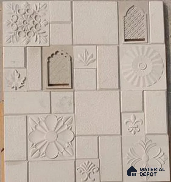 WL 00382 Cloudy Creama Natural Stone Wall Cladding | Set Contains Mix Sizes of 300x300 mm, 300x150 mm, 150x150 mm | 1 Box = 8 Sq. Ft.| Stone is a Natural Product, Please Expect Variation in Shades