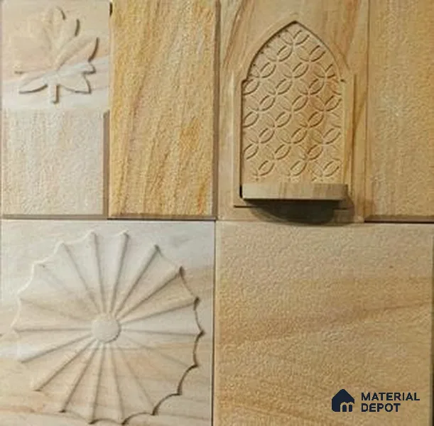 WL 00383 Cloudy Wood Natural Stone Wall Cladding | Box Contains Mix Sizes of 300x300 mm, 300x150 mm, 150x150 mm | 1 Box = 8 Sq. Ft