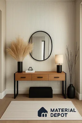 Cream Plain Colour Louver PN 06393 9.5 ft x 6 inch Clvin Panel - 8 mm | Suitable for Feature Wall, TV Unit & Living Room | Width is Subjected to 5% Variation