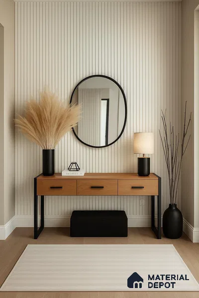 Cream Plain Colour Louver PN 06393 9.5 ft x 6 inch Clvin Panel - 8 mm | Suitable for Feature Wall, TV Unit & Living Room | Width is Subjected to 5% Variation