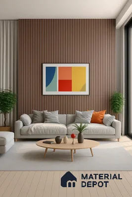 Brown Plain Colour Louver PN 06391 9.5 ft x 6 inch Clvin Panel - 8 mm | Suitable for Feature Wall, TV Unit & Living Room | Width is Subjected to 5% Variation