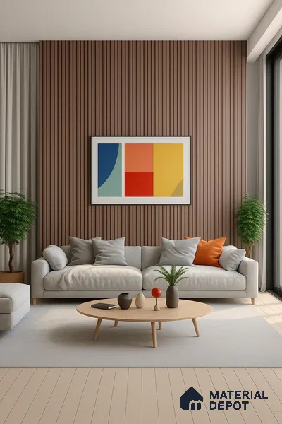 Brown Plain Colour Louver PN 06391 9.5 ft x 6 inch Clvin Panel - 8 mm | Suitable for Feature Wall, TV Unit & Living Room | Width is Subjected to 5% Variation