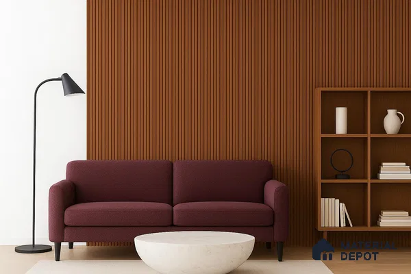 Brown Wooden Louver PN 06385 9.5 ft x 8 inch Clvin Panel - 12 mm | Suitable for Feature Wall, TV Unit & Living Room | Width is Subjected to 5% Variation