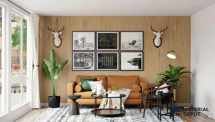 Brown Wooden Look Bamboo Charcoal Decorative Wall Pane/Panel 9 ft x 2 ft - 5 mm | Ideal for Living Room, Bedroom, TV Unit | PN 06388 B