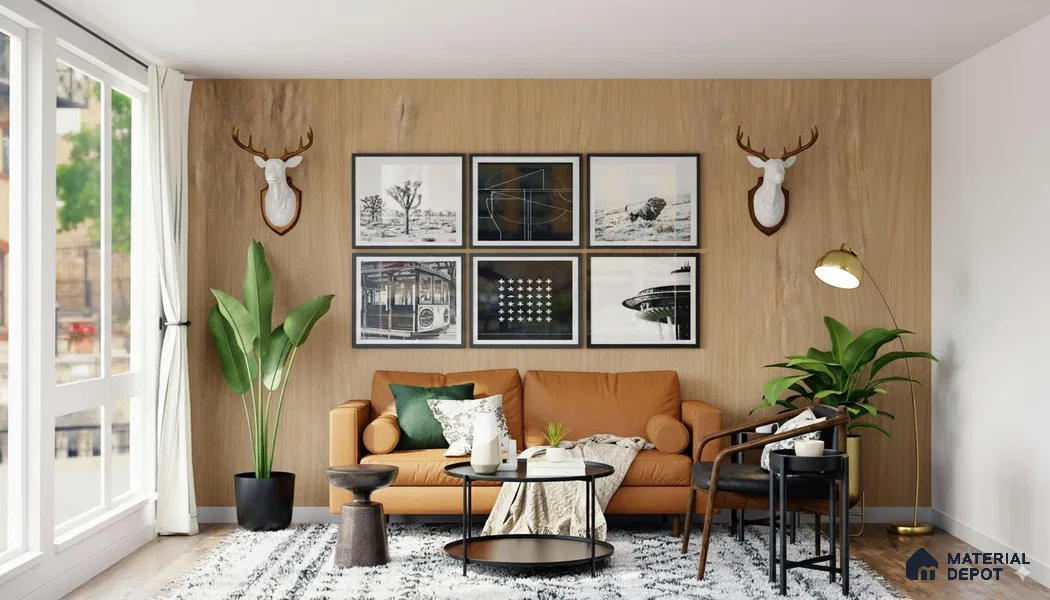 Brown Wooden Look Bamboo Charcoal Decorative Wall Pane/Panel 9 ft x 2 ft - 5 mm | Ideal for Living Room, Bedroom, TV Unit | PN 06388 B