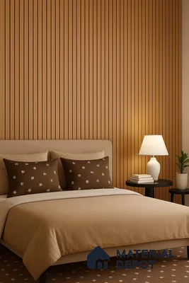 Brown Wooden Louver PN 06387 9.5 ft x 8 inch Clvin Panel - 12 mm | Suitable for Feature Wall, TV Unit & Living Room | Width is Subjected to 5% Variation