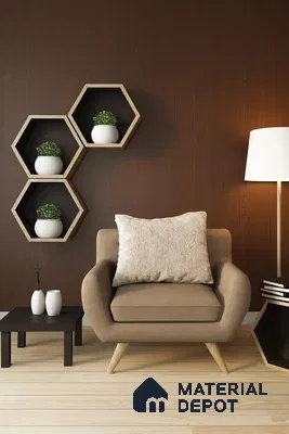 Brown Wooden Look Bamboo Charcoal Decorative Wall Pane/Panel 9 ft x 2 ft - 5 mm | Ideal for Living Room, Bedroom, TV Unit | PN 06384 B