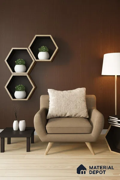 Brown Wooden Look Bamboo Charcoal Decorative Wall Pane/Panel 9 ft x 2 ft - 5 mm | Ideal for Living Room, Bedroom, TV Unit | PN 06384 B