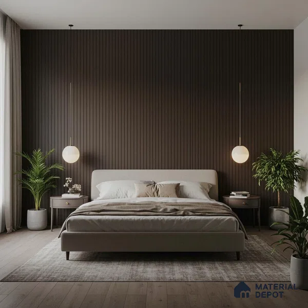 Brown Wooden Look Clvin Louver/Panel 9.5 ft x 8 inch - 12 mm | Ideal for Living Room, Bedroom, TV Unit | PN 06384