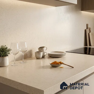Stone Counter Top Slab TL 12669 Iconic Crema 8 ft x 2.62 ft Full Body Vitrified Matte Finish - 15 mm | Suitable For Counter Top, Dining Table Top & Window Frame