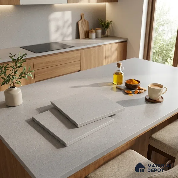 Stone Counter Top Slab TL 12670 Iconic Gris 8 ft x 2.62 ft Full Body Vitrified Matte Finish - 15 mm | Suitable For Counter Top, Dining Table Top & Window Frame