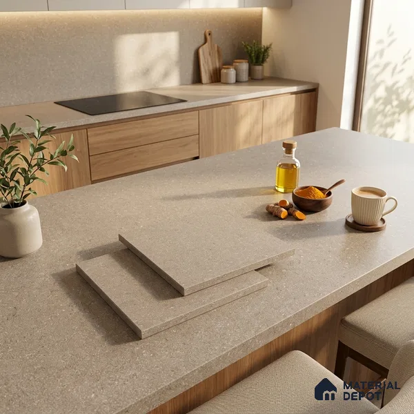 Stone Counter Top Slab TL 12671 Iconic Earth 8 ft x 2.62 ft Full Body Vitrified Matte Finish - 15 mm | Suitable For Counter Top, Dining Table Top & Window Frame