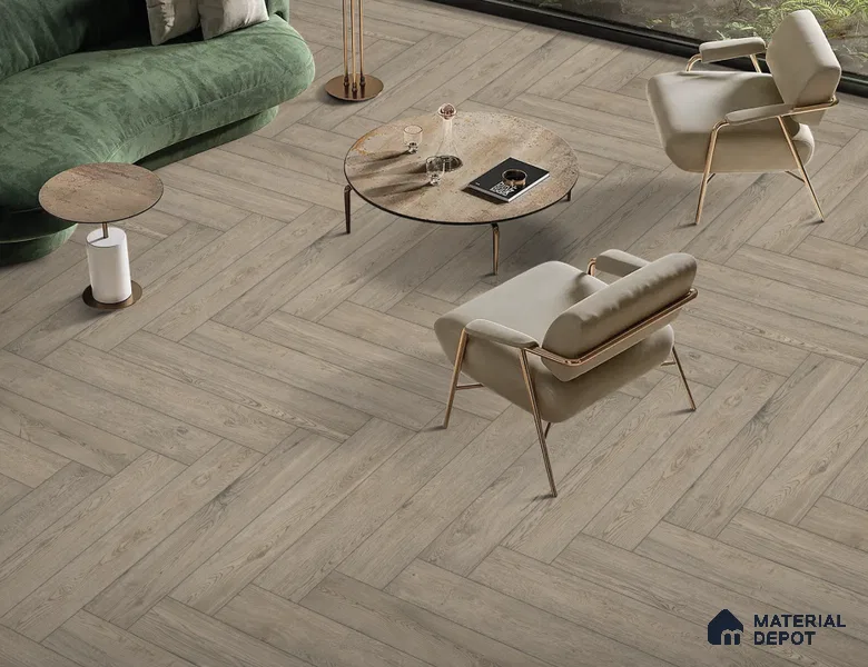 Wood Look Floor Tile TL 10842 D Gaatha Tortora 4 ft x 8 Inch Vitrified Matte Finish - 9 mm | 2-3 mm Spacer is Mandatory
