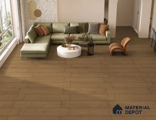 Wood Look Floor Tile TL 10842 E Gaatha Walnut 4 ft x 8 Inch Vitrified Matte Finish - 9 mm | 2-3 mm Spacer is Mandatory