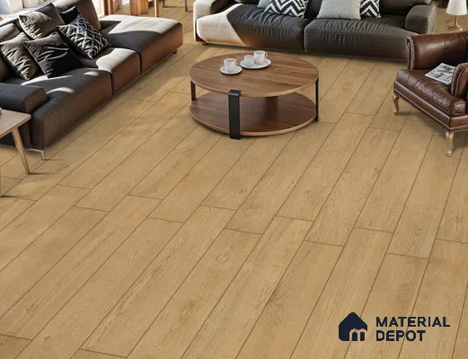 Wood Look Floor Tile TL 10842 C Gaatha Almond 4 ft x 8 Inch Vitrified Matte Finish - 9 mm | 2-3 mm Spacer is Mandatory
