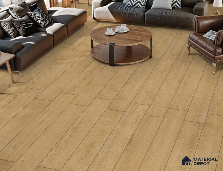Wood Look Floor Tile TL 10842 C Gaatha Almond 4 ft x 8 Inch Vitrified Matte Finish - 9 mm | 2-3 mm Spacer is Mandatory