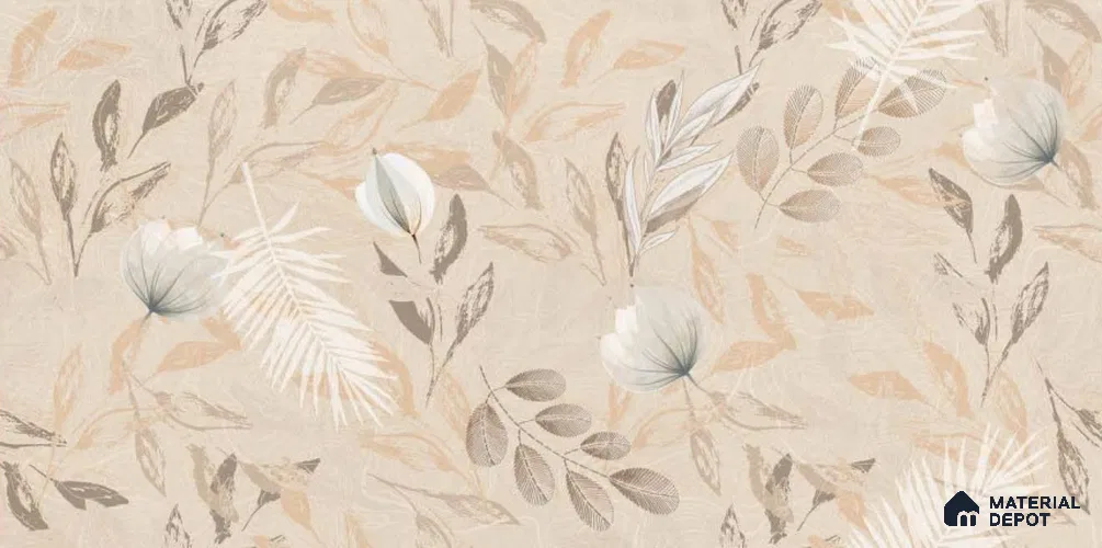 Floral Wall Tile TL 08721 Crema 4 ft x 2 ft Matte Finish Vitrified Tile - 8.5 mm | Suitable for Bathroom, Accent/Feature Wall, Dining Area