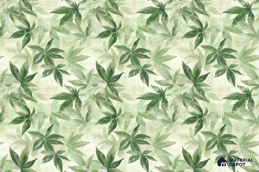 Cute Green Leaves Watercolor Seamless Background Wallpaper with Soft Botanical Charm | WP 05285 B Non Woven | 150 GSM WP01MTF Paper | (MOQ = 30 Sq. Ft.)