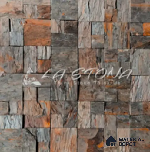 WL 00195 Dark Rusty 300 x 300 mm Natural Stone Wall Cladding | Stone is a Natural Product, Please Expect Variation in Shades