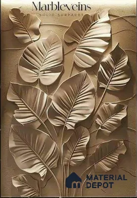 Duco Paintable Embossed Banana Leaf Marble Panel Texture 6 ft x 4 ft CNC Made HDHMR Panel - 30 mm