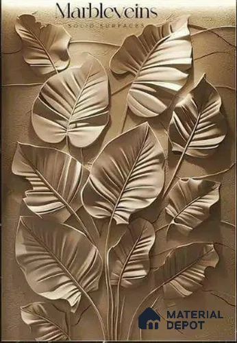 Duco Paintable Embossed Banana Leaf Marble Panel Texture 6 ft x 4 ft CNC Made HDHMR Panel - 30 mm