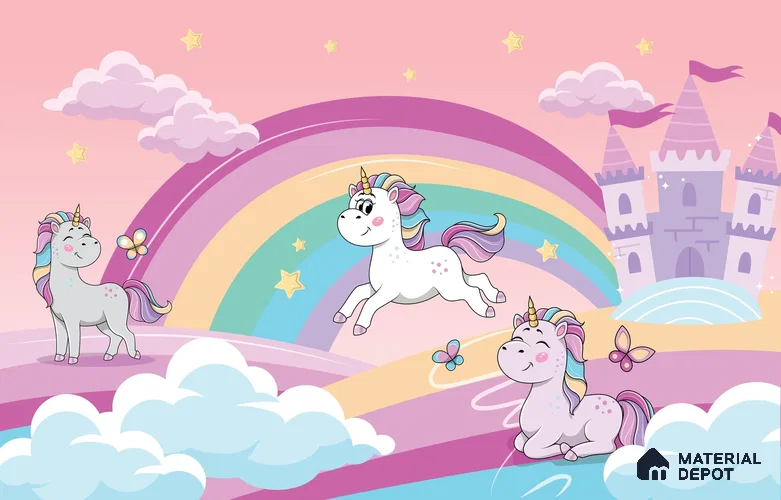 Fantasy Ponies Wallpaper Jumping and Flying Through an Imagination World Wallpaper | Material Depot