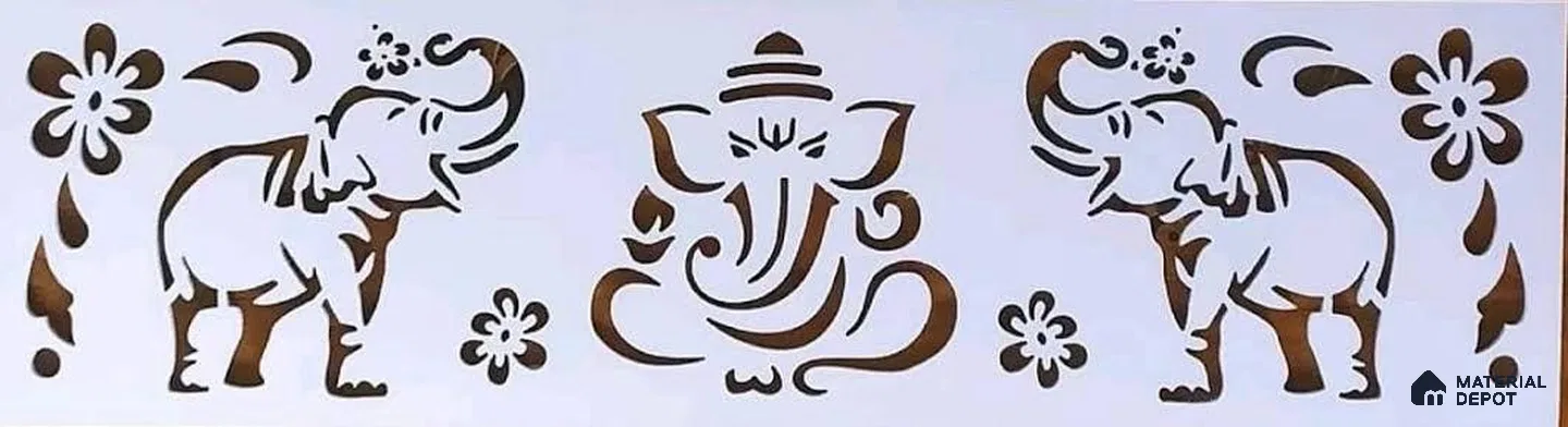 Duco Paintable Ganesha Elephant 6 ft x 2 ft CNC Made MDF Panel - 17 mm