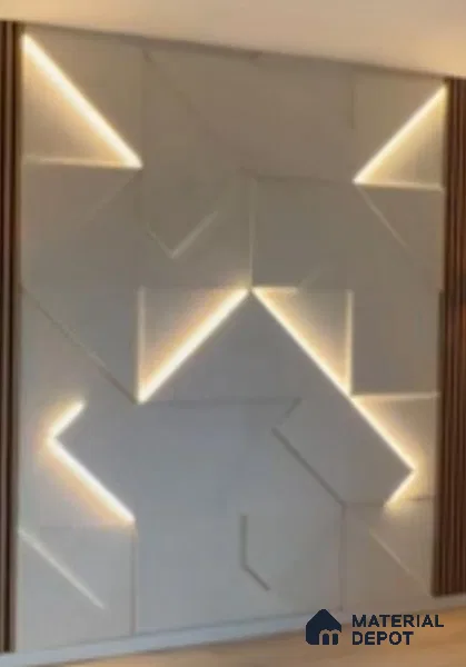 Duco Paintable Geometric Glow Wall 8 ft x 4 ft CNC Made HDHMR Panel - 17 mm