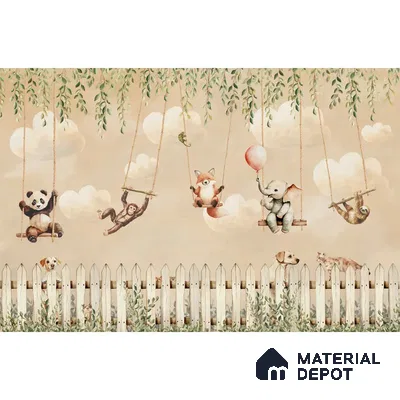 Giggle Garden Dusky Amber Kids Room Wallpaper Handmade (Customized Size Wallpaper)
