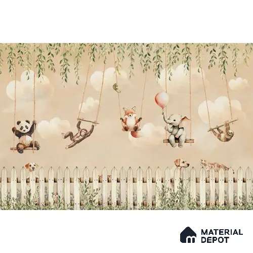 Giggle Garden Dusky Amber Kids Room Wallpaper Handmade (Customized Size Wallpaper)