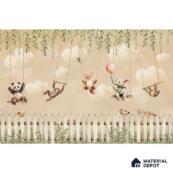 Giggle Garden Dusky Amber Kids Room Wallpaper Handmade (Customized Size Wallpaper)