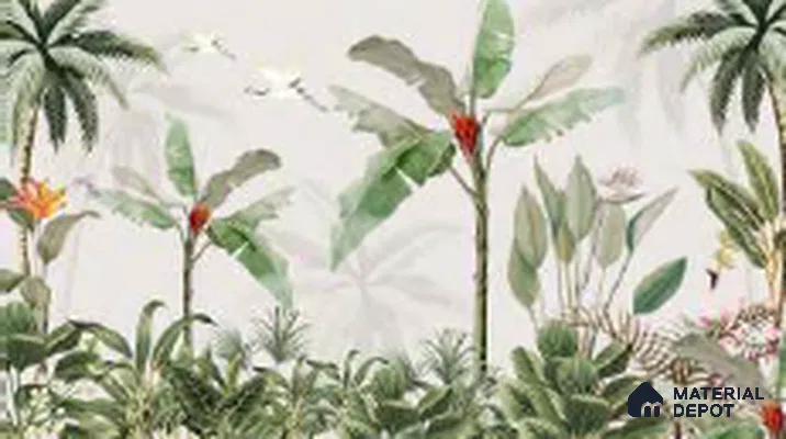 Emerald Banana Grove Tropical Mist Nature Art | WP 04018 Non Woven Matte Finish Tropical Style Premium Customized size Wallpaper | 150 GSM WP01MTF Paper | (MOQ = 30 Sq. Ft.)