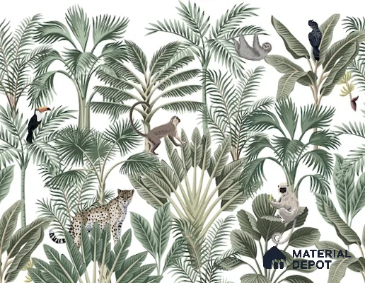 Wild Canopy Tropical Mist Abstract Nature Art | WP 04011 B Canvas Texture Finish Tropical Style luxurious Customized size Wallpaper | 250 GSM WP01CNF Paper | (MOQ = 30 Sq. Ft.)