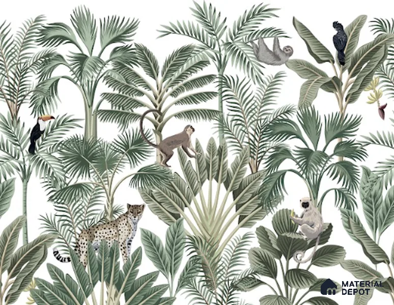 Wild Canopy Tropical Mist Abstract Nature Art | WP 04011 B Canvas Texture Finish Tropical Style luxurious Customized size Wallpaper | 250 GSM WP01CNF Paper | (MOQ = 30 Sq. Ft.)
