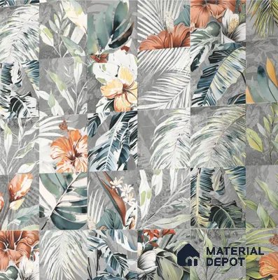 Floral Wall Tile TL 08661 Green 4 ft x 2 ft Matte Finish Vitrified Tile - 9 mm | Suitable for Bathroom, Accent/Feature Wall, Foyer