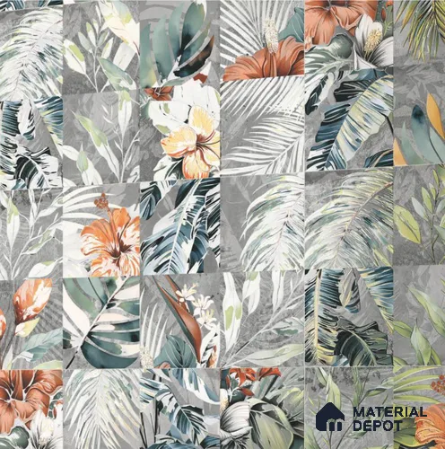 Floral Wall Tile TL 08661 Green 4 ft x 2 ft Matte Finish Vitrified Tile - 9 mm | Suitable for Bathroom, Accent/Feature Wall, Foyer