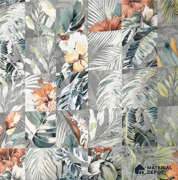 Floral Wall Tile TL 08661 Green 4 ft x 2 ft Matte Finish Vitrified Tile - 9 mm | Suitable for Bathroom, Accent/Feature Wall, Foyer