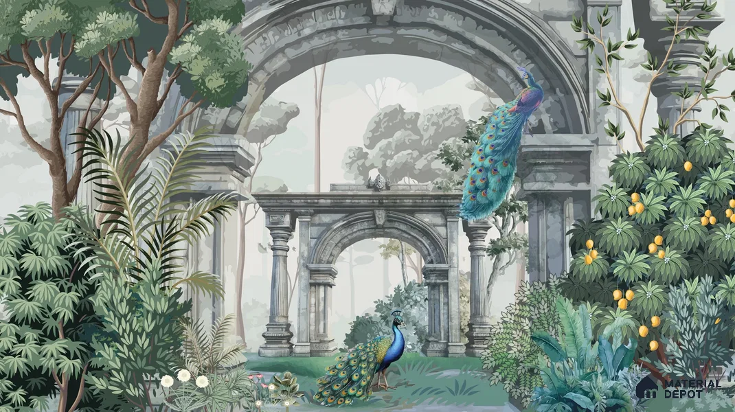 Echoes of the Forgotten Garden | WP 04199 Non Woven Matte Finish Indian Style Premium Customized size Wallpaper | 150 GSM WP01MTF Paper | (MOQ = 30 Sq. Ft.)