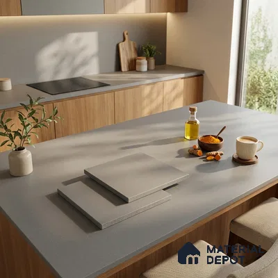 Stone Counter Top Slab TL 12654 B Stonex Graphite 8 ft x 2.62 ft White Full Body Vitrified Matte Finish - 15 mm | Suitable For Counter Top, Dining Table Top & Window Frame